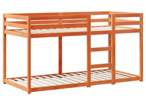 Pat supraetajat cu acoperiș maro ceruit 75x190cm lemn masiv pin - 5/5