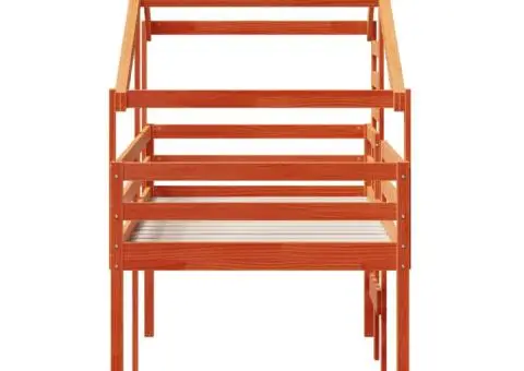 Pat înalt cu acoperiș, maro ceruit, 80x200 cm, lemn masiv pin - 5/5