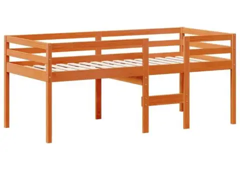 Pat înalt cu acoperiș, maro ceruit, 80x200 cm, lemn masiv pin - 5/5