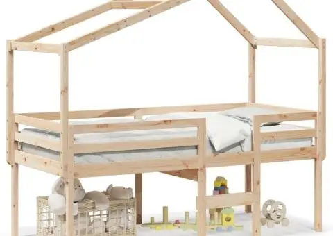 Pat înalt cu acoperiș, 90x190 cm, lemn masiv de pin - 2/5