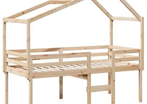 Pat înalt cu acoperiș, 90x190 cm, lemn masiv de pin - 3/5