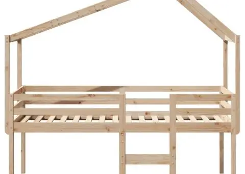 Pat înalt cu acoperiș, 90x190 cm, lemn masiv de pin - 4/5