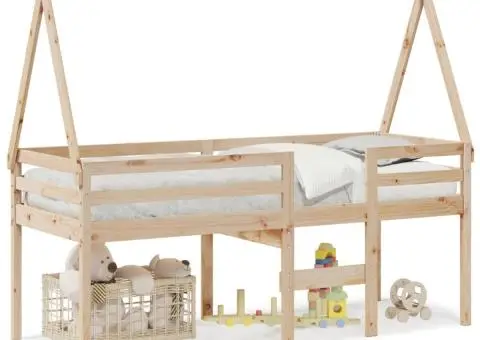 Pat înalt cu acoperiș, 90x190 cm, lemn masiv de pin - 2/5