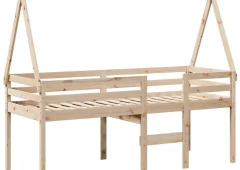 Pat înalt cu acoperiș, 90x190 cm, lemn masiv de pin - 3/5