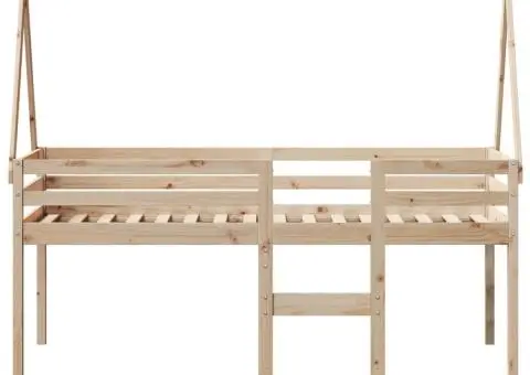 Pat înalt cu acoperiș, 90x190 cm, lemn masiv de pin - 4/5