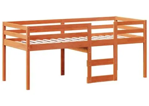 Pat înalt de dormitor, maro ceruit, 90x190cm, lemn masiv de pin - 5/5