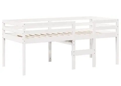 Pat înalt cu acoperiș, alb, 90x200 cm, lemn masiv de pin - 5/5