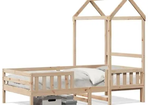 Cadru de pat cu acoperiș, 100x200 cm, lemn masiv de pin - 2/5