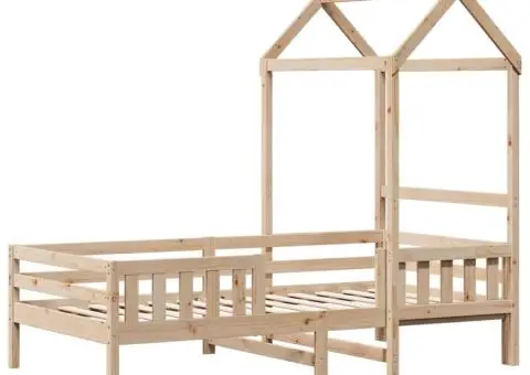 Cadru de pat cu acoperiș, 100x200 cm, lemn masiv de pin - 3/5