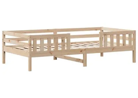 Cadru de pat cu acoperiș, alb, 75x190 cm, lemn masiv de pin - 4/5