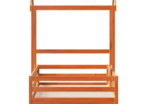 Cadru de pat cu acoperiș maro ceruit 90x200cm lemn masiv pin - 4/5