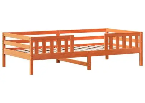 Cadru de pat cu acoperiș maro ceruit 90x200cm lemn masiv pin - 5/5