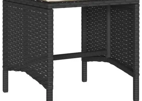 Set mobilier de grădină cu perne, 4 piese, negru, poliratan - 5/5