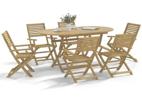 Set mobilier de grădină, 7 piese, lemn masiv de acacia - 1/5