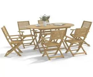 vidaXL Set mobilier de grădină, 7 piese, lemn masiv de acacia