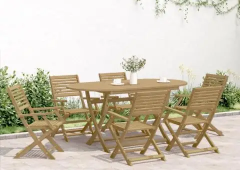 Set mobilier de grădină, 7 piese, lemn masiv de acacia - 3/5