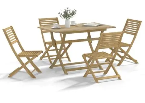 Set mobilier de grădină, 5 piese, lemn masiv de acacia - 1/5