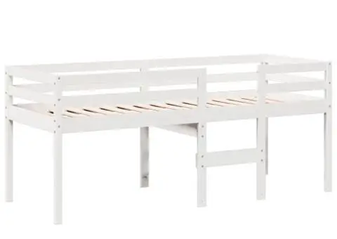 Pat înalt cu acoperiș, alb, 75x190 cm, lemn masiv de pin - 5/5