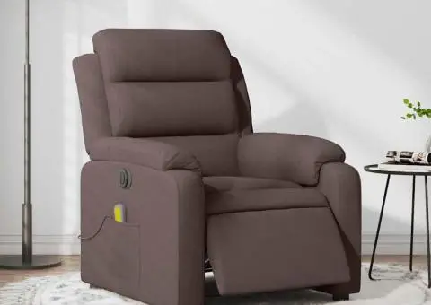 Fotoliu electric de masaj rabatabil, maro închis, textil - 1/5