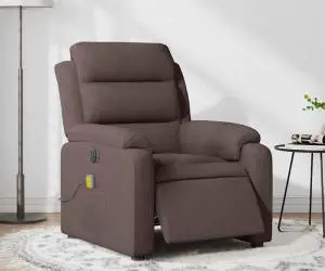 vidaXL Fotoliu electric de masaj rabatabil, maro închis, textil