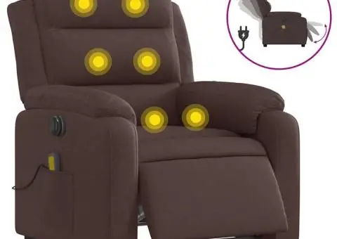 Fotoliu electric de masaj rabatabil, maro închis, textil - 2/5