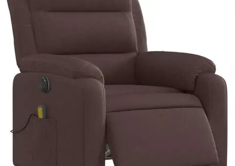 Fotoliu electric de masaj rabatabil, maro închis, textil - 3/5