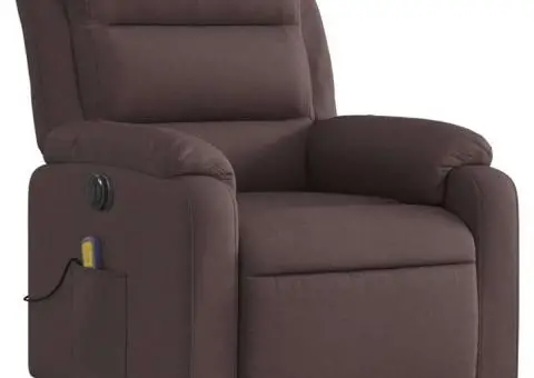 Fotoliu electric de masaj rabatabil, maro închis, textil - 4/5