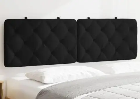 Pernă tăblie de pat, negru, 160 cm, catifea - 1/5