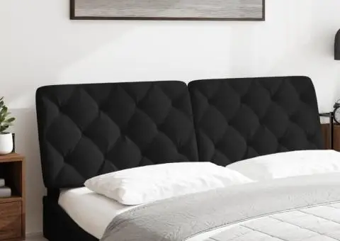 Pernă tăblie de pat, negru, 160 cm, catifea - 3/5