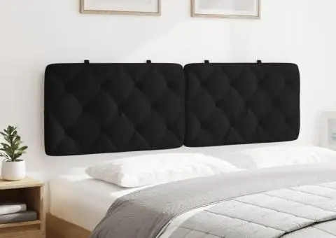 Pernă tăblie de pat, negru, 160 cm, catifea - 4/5