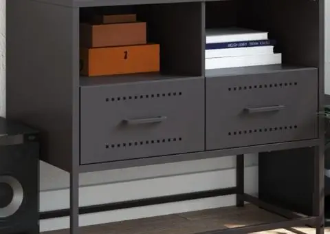 Dulap TV, negru, 68x39x60,5 cm, oțel - 1/5