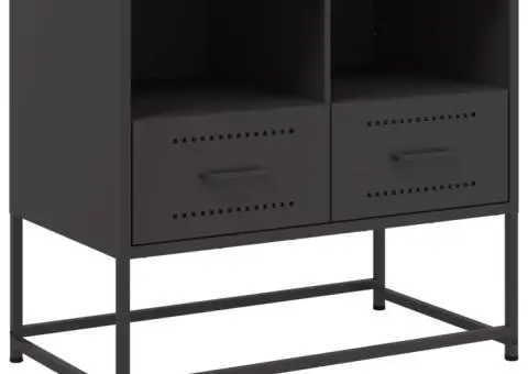 Dulap TV, negru, 68x39x60,5 cm, oțel - 2/5