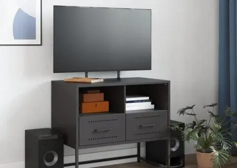 Dulap TV, negru, 68x39x60,5 cm, oțel - 3/5