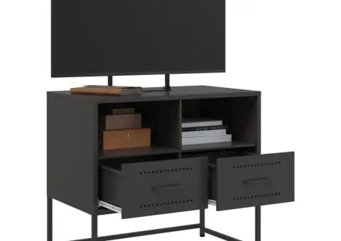 Dulap TV, negru, 68x39x60,5 cm, oțel - 4/5