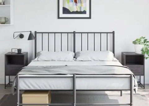 Noptiere, 2 buc., negru, 36x39x60,5 cm, oțel - 1/5