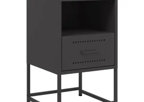 Noptiere, 2 buc., negru, 36x39x60,5 cm, oțel - 3/5