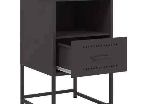 Noptiere, 2 buc., negru, 36x39x60,5 cm, oțel - 4/5