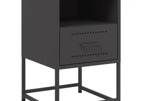 Noptiere, 2 buc., negru, 36x39x60,5 cm, oțel - 5/5