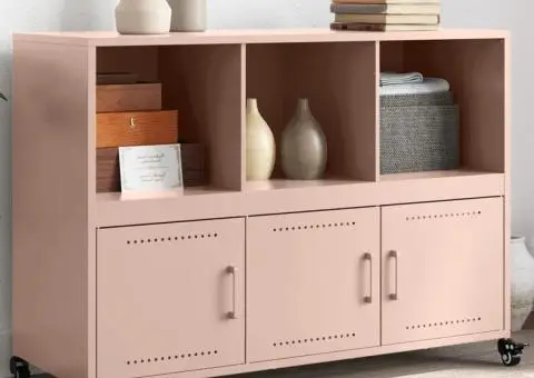 Dulap, roz, 100,5x39x72 cm, oțel - 1/5