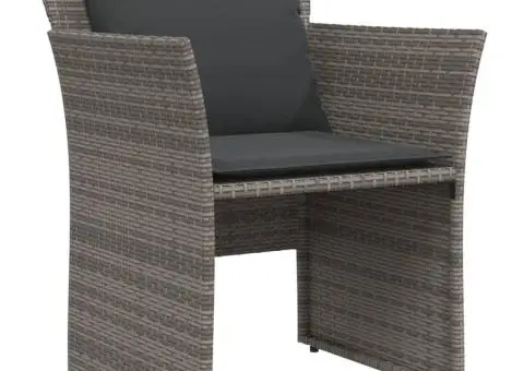 Scaun de grădină cu taburet, gri, poliratan - 4/5