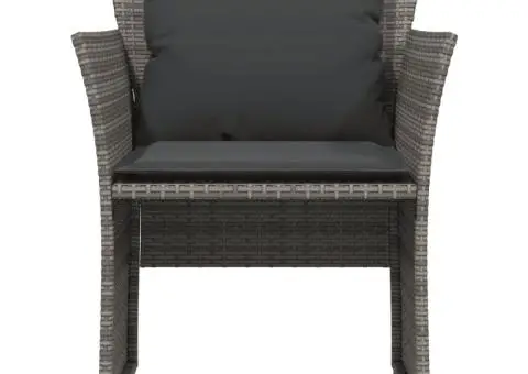 Scaun de grădină cu taburet, gri, poliratan - 5/5