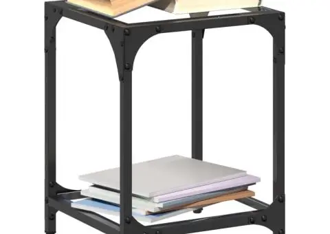 Măsuță de cafea, blat din sticlă transparentă, 30x30x40 cm oțel - 1/5