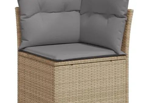 Set canapele de grădină, 8 piese, cu perne, bej, poliratan - 4/5