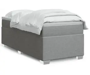 vidaXL Pat continental cu saltea, gri deschis, 80x200 cm, textil