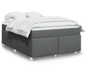 vidaXL Pat box spring cu saltea, gri închis, 140x200 cm, textil