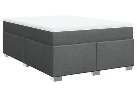 Pat box spring cu saltea, gri închis, 140x200 cm, textil - 2/5