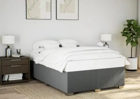 Pat box spring cu saltea, gri închis, 140x200 cm, textil - 3/5