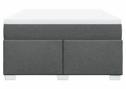 Pat box spring cu saltea, gri închis, 140x200 cm, textil - 4/5
