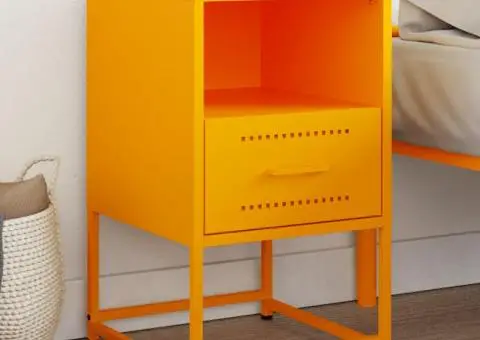 Noptieră, galben muștar, 36x39x60,5 cm, oțel - 1/5