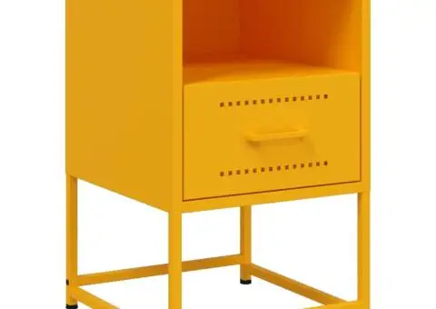 Noptieră, galben muștar, 36x39x60,5 cm, oțel - 2/5